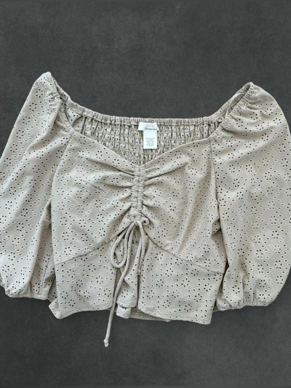 Ruched eyelet top